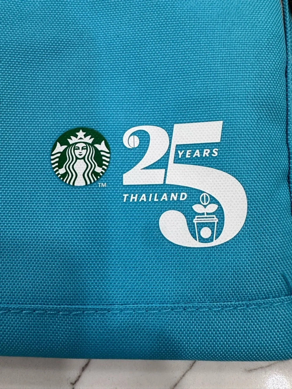 Starbucks Thailand 25th Anniversary Folded Crossbody Bag Blue Orange Summer